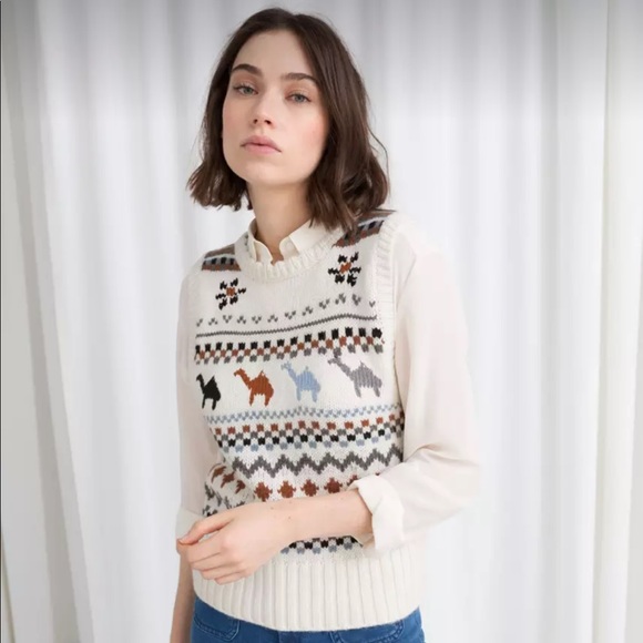 Other Stories Camel Knit Vest In White 
